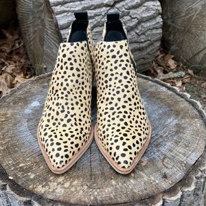 Dolce Vita Real Printed Cow Fur Booties, size 7 1/2